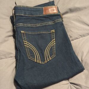 Hollister Blue Skinny Jeans with Classic Gold Stitching